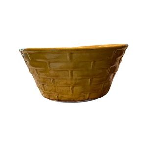 Vtg  California USA (F-3) Woven Pottery Bowl Basket - Golden Yellow  3” x 7”